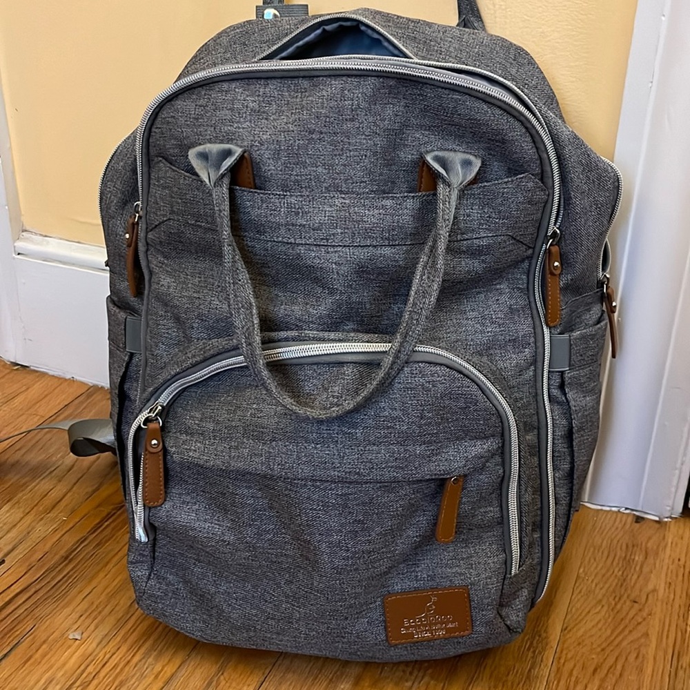 BabbleRoo Gray Diaper Bag Backpack Style